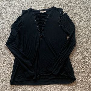 Lace up long sleeve t-shirt